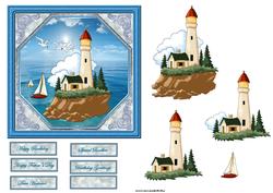 Lighthouse Island Card with Decoupage