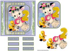 Kitten with a Duck Card and Decoupage
