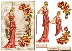 Lady in the Garden Card with Decoupage