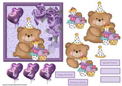 Cup Cake Teddy Bear Card with Decoupage