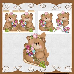 Flower Bear Shaped Card with Decoupage