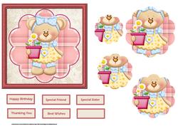 Daisy Bear with a Flower Card and Petal Stacker