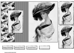 Lady in the Large Hat Fold Back Card