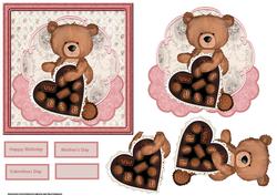 Teddy Bear with a Box of Chocolates and Decoupage