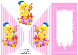 Cutie Easter Chick with Flowers and Egg