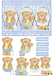 Baby Boy Bear Card with Decoupage
