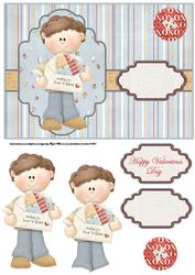 Be My Valentine Female, Female Card with Decoupage