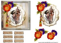 Vintage Lady and Horse Card with Decoupage