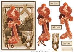 Lady in the Drawing Room Card with Decoupage