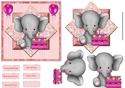 Party Elephant Card with Decoupage