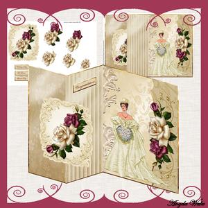 Vintage Bride No Hole Fold Back Card