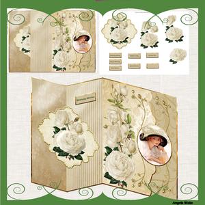 White Rose and Vintage Lady No Hole Fold Back Card