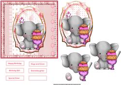 Elephant with Ice Cream Card and Decoupage