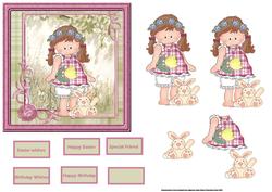 Beth and Her White Rabbit Card with Decoupage