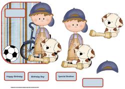 Boy and His Dog Over the Edge Card with Decoupage