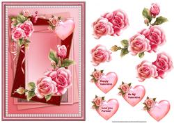 Valentine Rose and Hearts Card with Decoupage