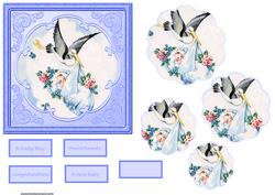 Baby Boy and Stork Card with Petal Stacker