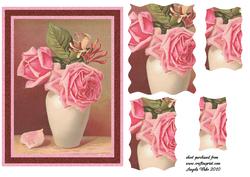 Pink Roses in Pot Vase