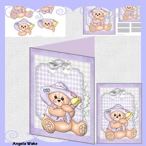 Teddy Bear with a Tulip Mini Kit Card and Decoupage