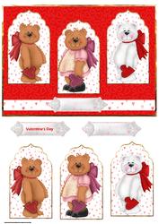 Valentine Bears Panel Card with Toppers