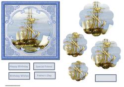 River and Boat Scene Card with Petal Stackers