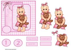 Toddler and Teddybear Card with Decoupage