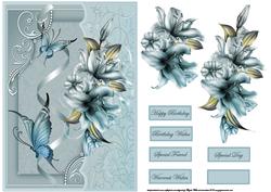 Lily and Butterfly Card with Decoupage
