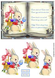 Easter Rabbit Book Style Topper with Decoupage
