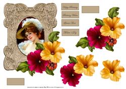 Petunias for Mother, Card with Decoupage