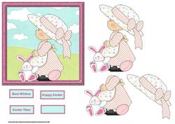 Country Girl at Easter Card with Decoupage