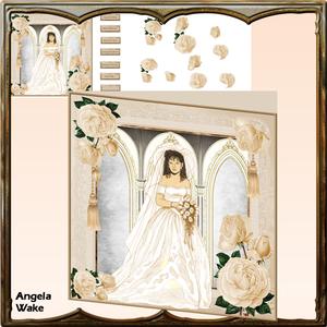 Wedding Bride and Roses Mini Kit, 8x8 Card