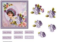 Lilac Blush Bloom Card with Decoupage