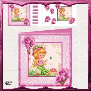 Pink Iced Cake 8x8 Card with Decoupage