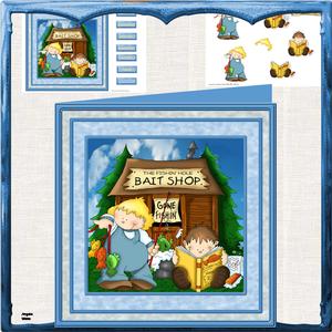 Gone Fishing 8x8 Card with Decoupage Mini Kit