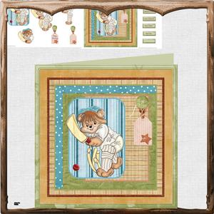 The Cricket Player 8x8 Card and Decoupage