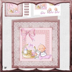 Baby Girl and Cat 8x8 Card Mini Kit
