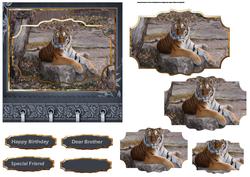 Tiger Relaxing Card with Shaped Layers