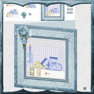 Boy Christening and White Bible 8x8 Card