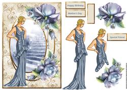 Lady in the Blue Dress Card and Decoupage