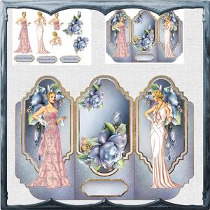 Elegant Ladies Trifold Card Mini Kit with Decoupage