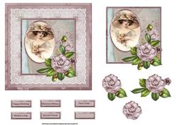 Camelia Rose Beauty Card with Decoupage and Insert Available