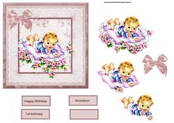 Vintage Baby on a Blanket Card with Decoupage