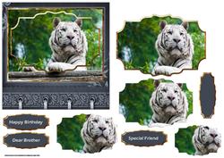 White Tiger Card with Shaped Layers