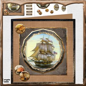 Sailing Ship 8x8 Card with Topper and Pyramid Layers