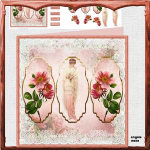 Vintage Lady and Rose 8x8 Panel Card