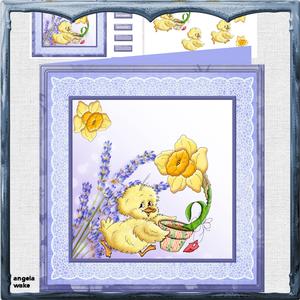 Chick and a Daffodil 8x8 Card Mini Kit