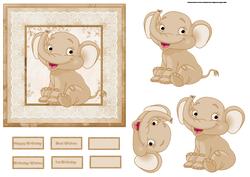 Baby Elephant Card with Decoupage