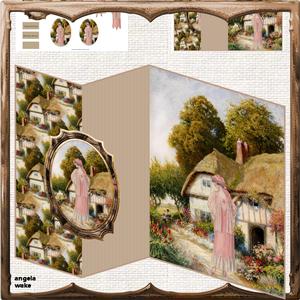 Vintage Lady in Her Garden No Hole Fold Back Card