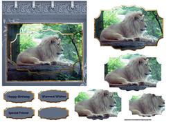 Lion Card with Shaped Layers and Sentiment Tags