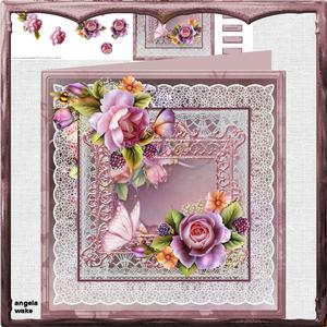English Rose and Butterfly 8x8 Card Mini Kit